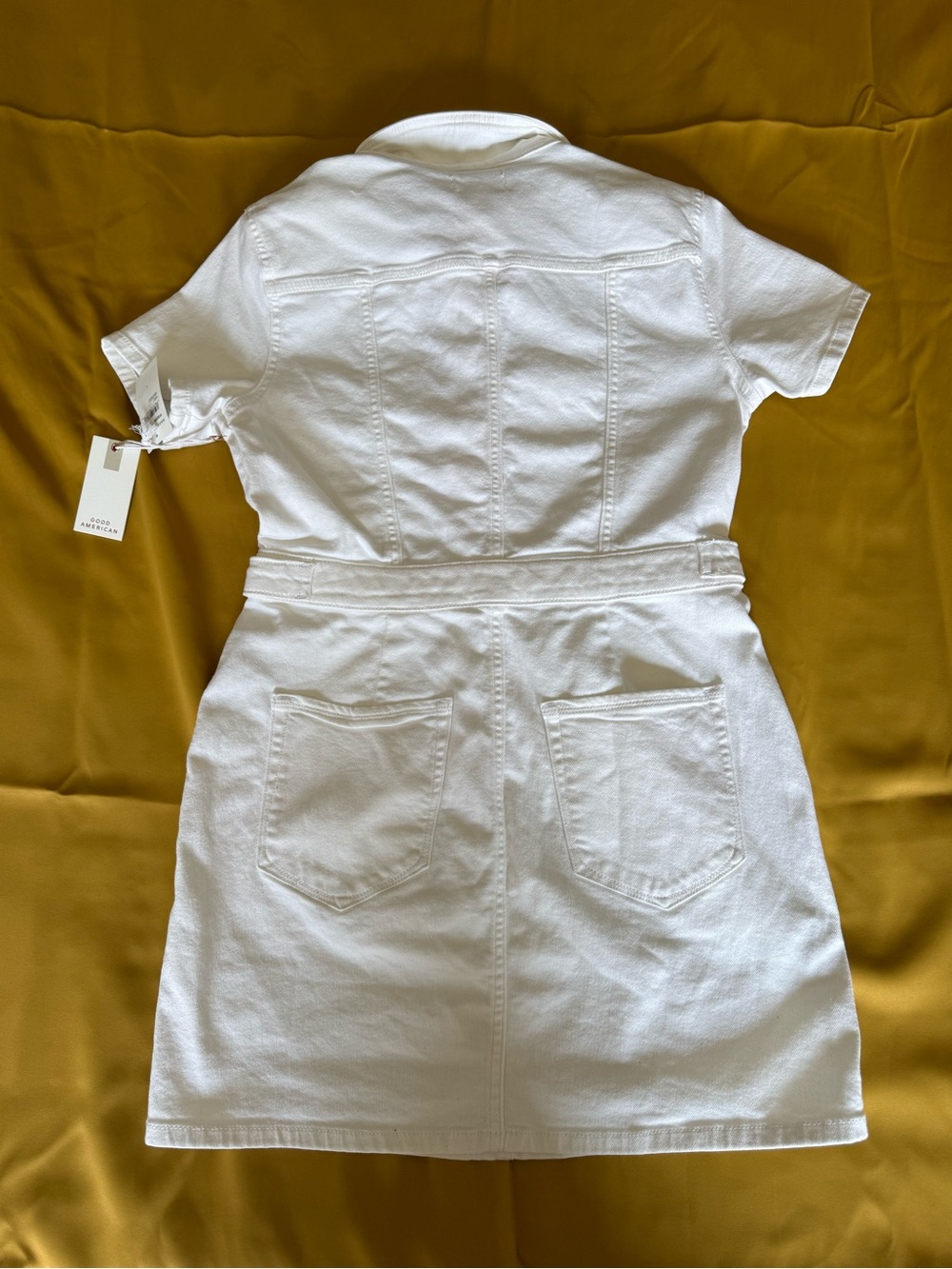 Good American White Short-Sleeve Mini Shirt Dress - Picture 3 of 4